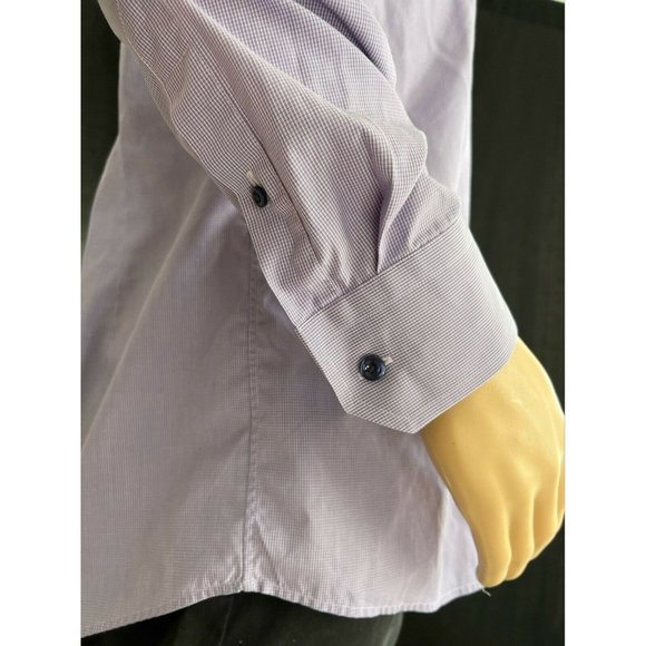 Eton Men's Shirt Lilac Button Up Long Sleeve Slim Fit Cotton Casual Dress 44 - Picture 4 of 10